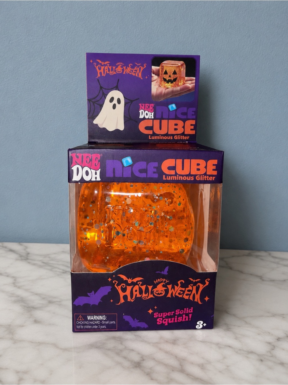 NeeDoh Orange Glitter Nice Cube - Halloween Edition